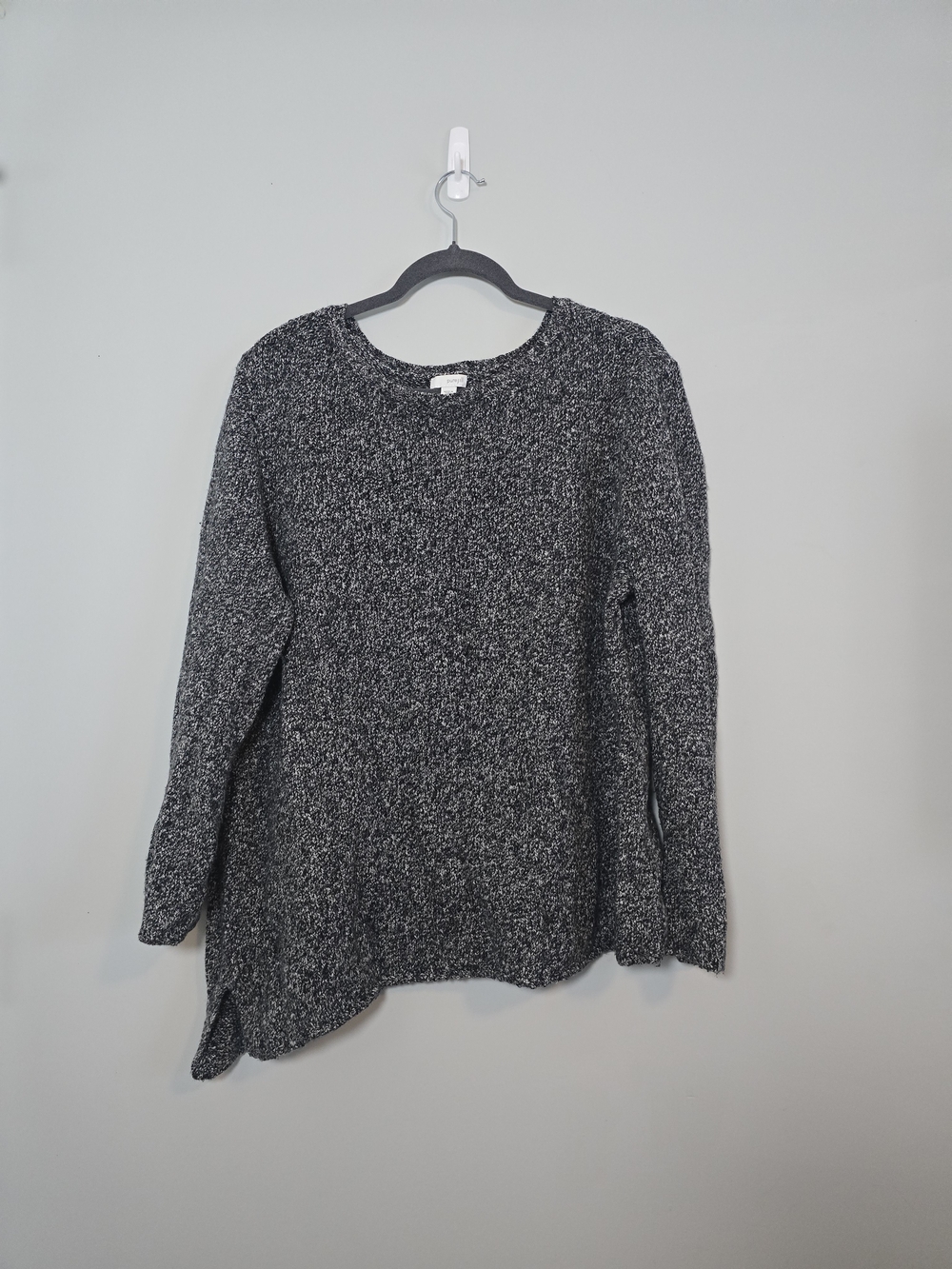 Pure Jill J.Jill Marled Black White Asymmetrical Sweater Women's LP Large Petite